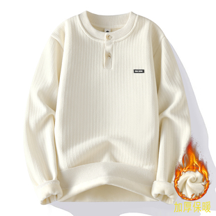 冬季半高领加绒加厚毛衣男孩13青少年中学生14岁大童16针织打底衫