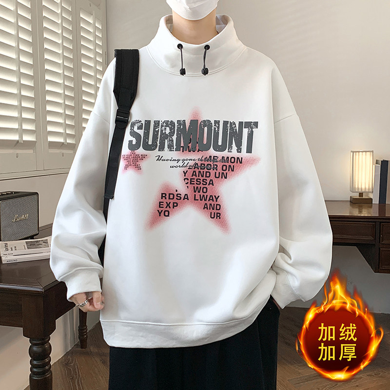 冬季男孩帅气加绒加厚卫衣12-15岁初中学生13大童14潮流宽松上衣