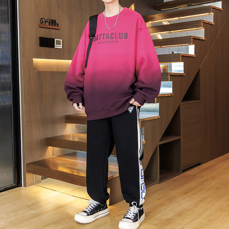 青少年春季卫衣12男孩15岁初中学生14大童帅气16潮流长袖T恤套装