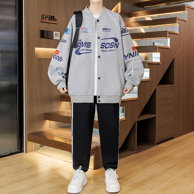 春秋款运动棒球服套装13男孩14初高中学生15岁青少年大童卫衣开衫