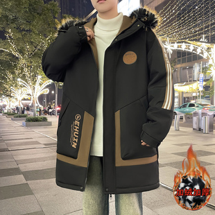 冬季男孩宽松棉衣外套13学生14加绒加厚15岁青少年大童中长款夹克