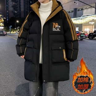 冬季男孩中长款棉衣外套13初中学生14潮流15岁青少年大童羽绒棉服