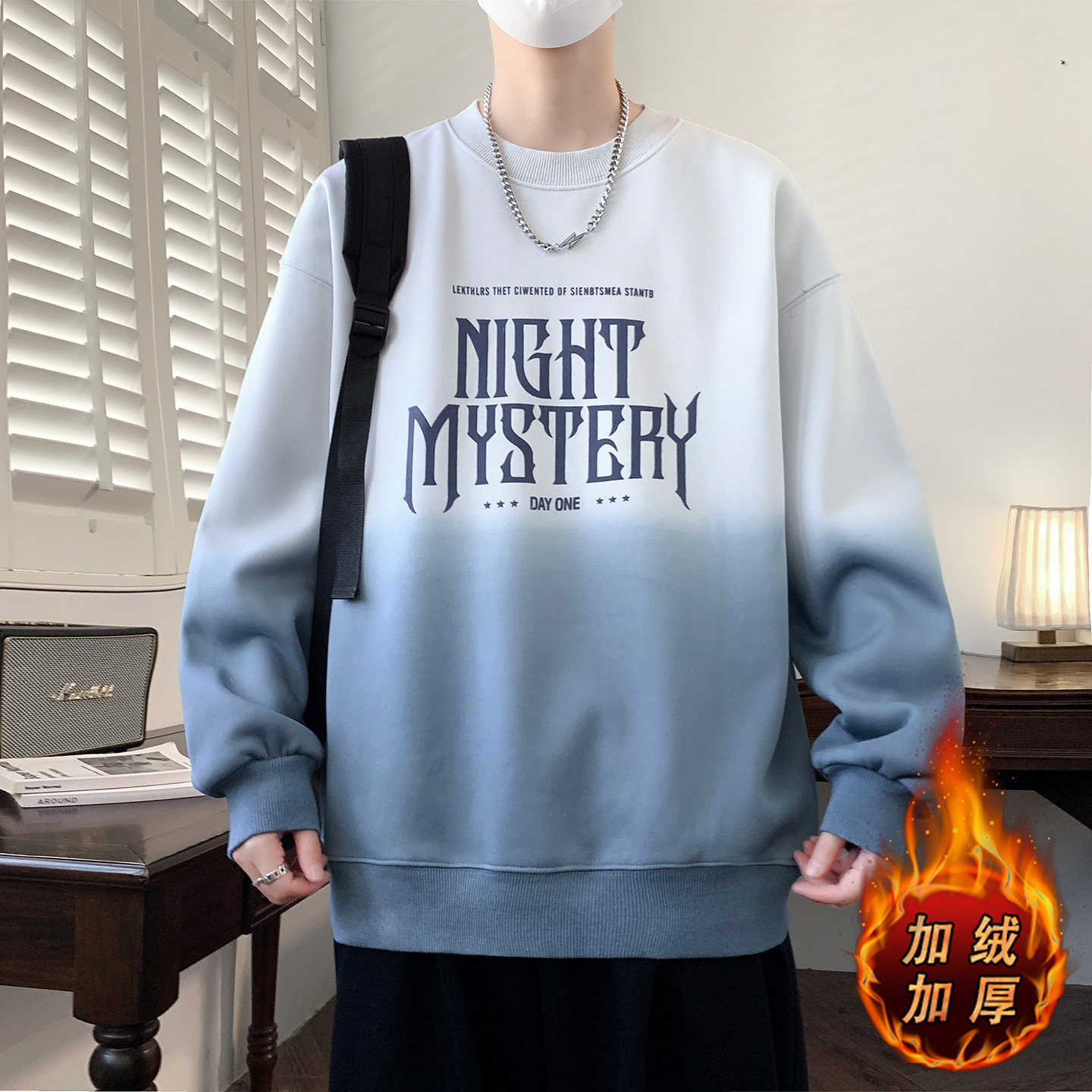 冬季潮流加绒加厚卫衣12岁男孩16中学生青少年14大童帅气长袖t恤