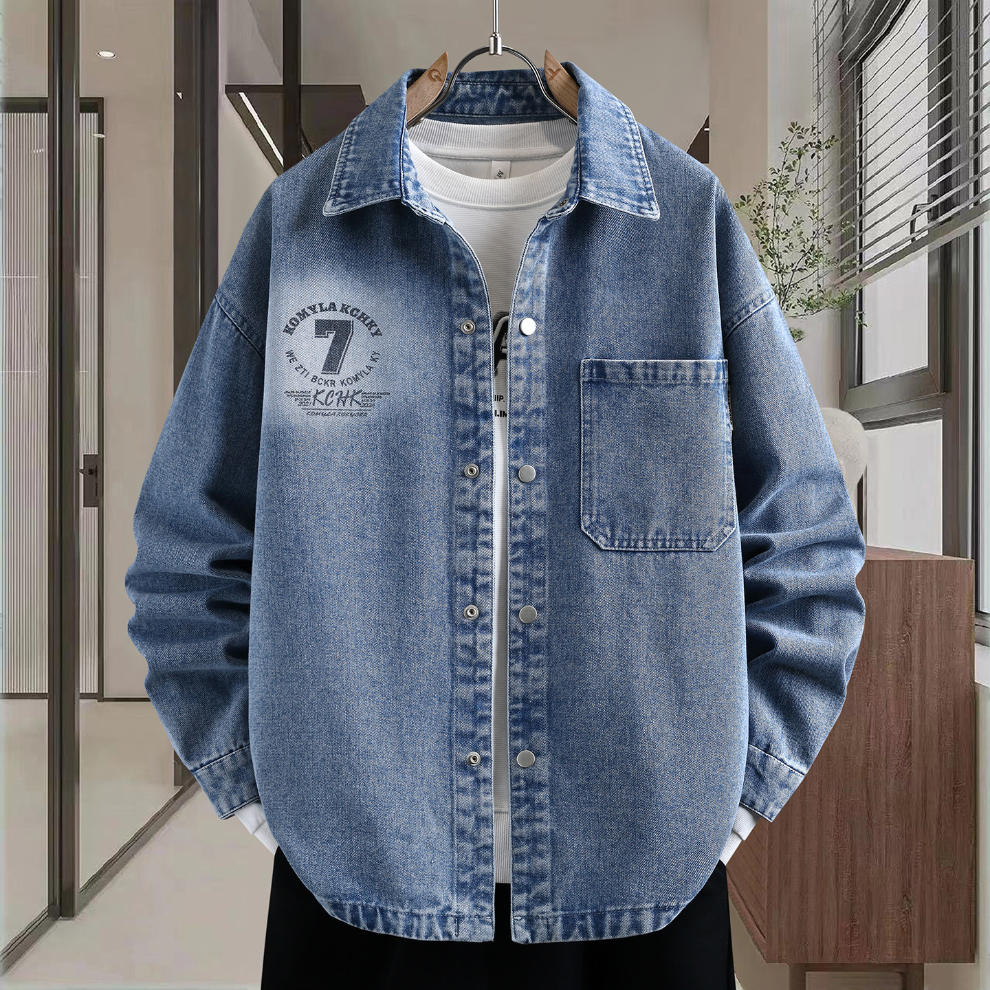 春季长袖牛仔衬衫男孩15岁青少年中学生13潮流14大童宽松衬衣外套,男装,牛仔衬衫,淘宝优惠券,粉丝福利购,淘宝优惠卷