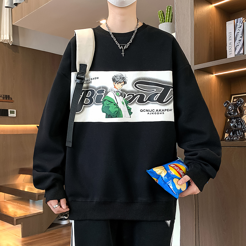 春秋季13青少年圆领卫衣12岁男孩大童14初中学生潮牌运动长袖T恤