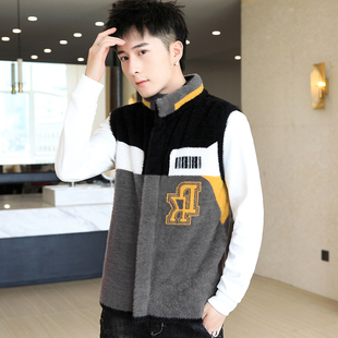 冬季青少年水貂绒坎肩毛衣男孩14初中学生12岁大童15针织马甲外套