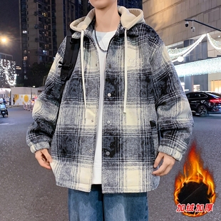 13青少年冬季加绒加厚毛呢外套男孩12-15岁初中学生14大童16棉衣