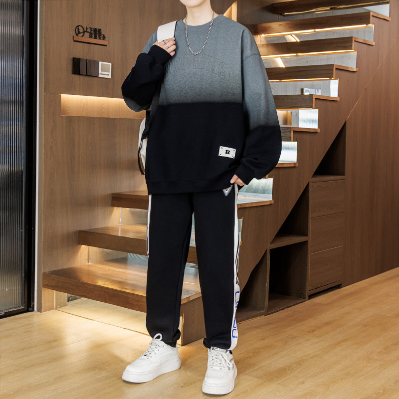 14岁中学生卫衣青少年12大童13男孩帅气15春装16潮流长袖T恤套装