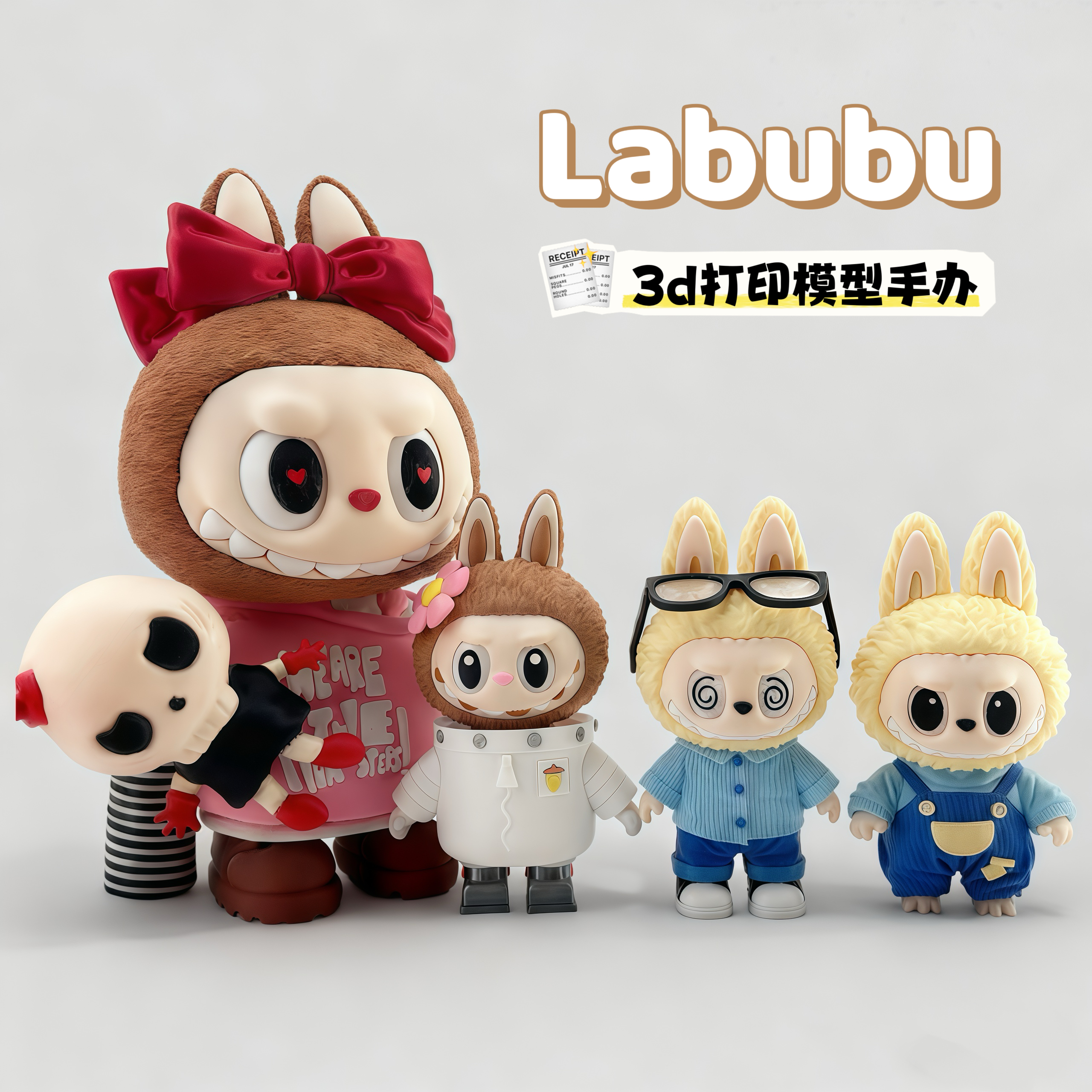 拉布布labubu玩偶大号眼睛可转动桌面摆件创意礼物3D打印潮玩手办