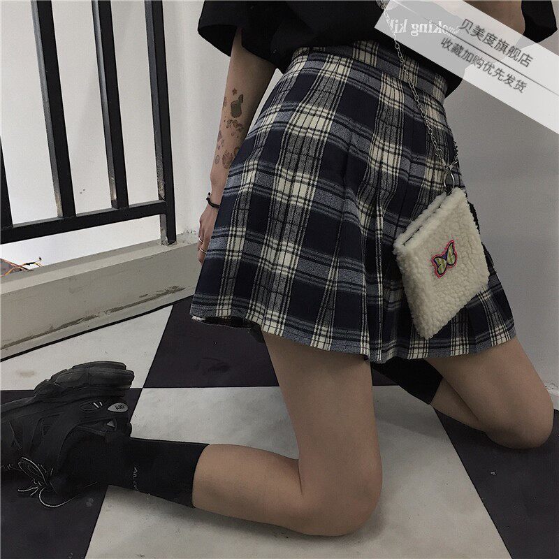 .summer Korean Edition HyunA skirt bf student Dark Harajuku lattice Versatile Pleated skirt Culottesin the Women's clothing/Boutique , Skirts  category - from Buy2taobao.com to provide professional Taobao agent buy service