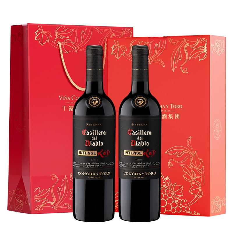 干露红魔鬼黑金浓郁珍藏魔尊干红葡萄酒智利进口双支礼盒装送人
