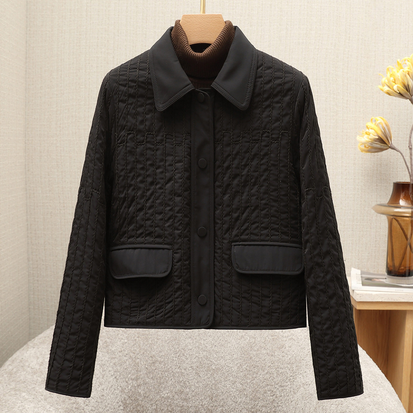 『商场同款』2025秋冬新款高级感气质外套女100%桑蚕丝真丝上衣,女装/女士精品,短外套,淘宝优惠券,粉丝福利购,淘宝优惠卷
