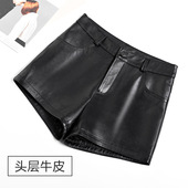 热裤 真皮短裤 裤 头层牛皮休闲直筒裤 女2024春秋新款 百搭显瘦西装