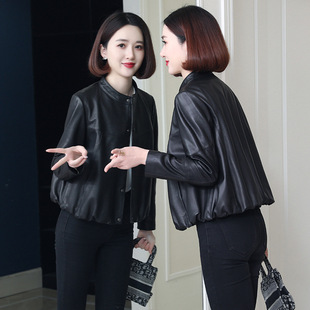 2025年海宁春秋季新款植鞣绵羊皮夹克真皮小个子宽松皮衣女短外套