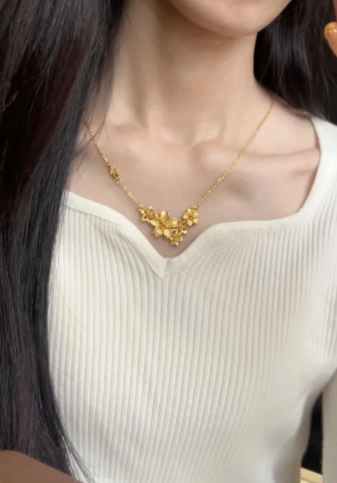 越南沙金三生花项链花月佳期牡丹花朵吊坠女款套链镀金婚嫁首饰