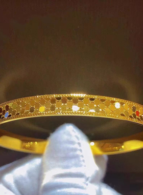 碎碎冰五花手链女合金黄金色蹦迪闪镭射双面手环高级时尚百搭送女