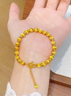 金店同款包金拉丝猫眼珠珠手链算盘珠传承手串转运珠送女友礼物