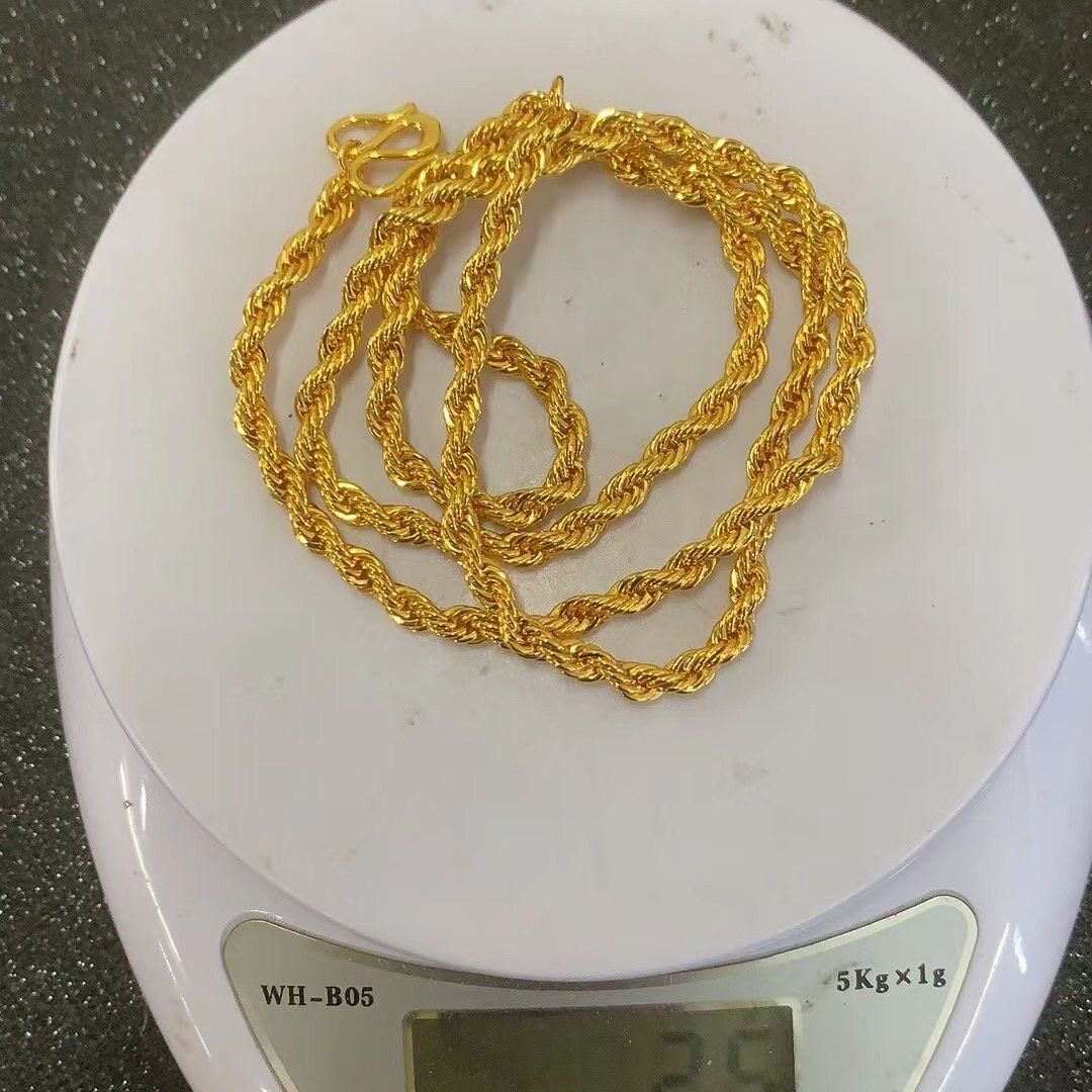 新款越南沙金麻花项链情侣蛇骨链镀金男士女士仿真麻花金店同款