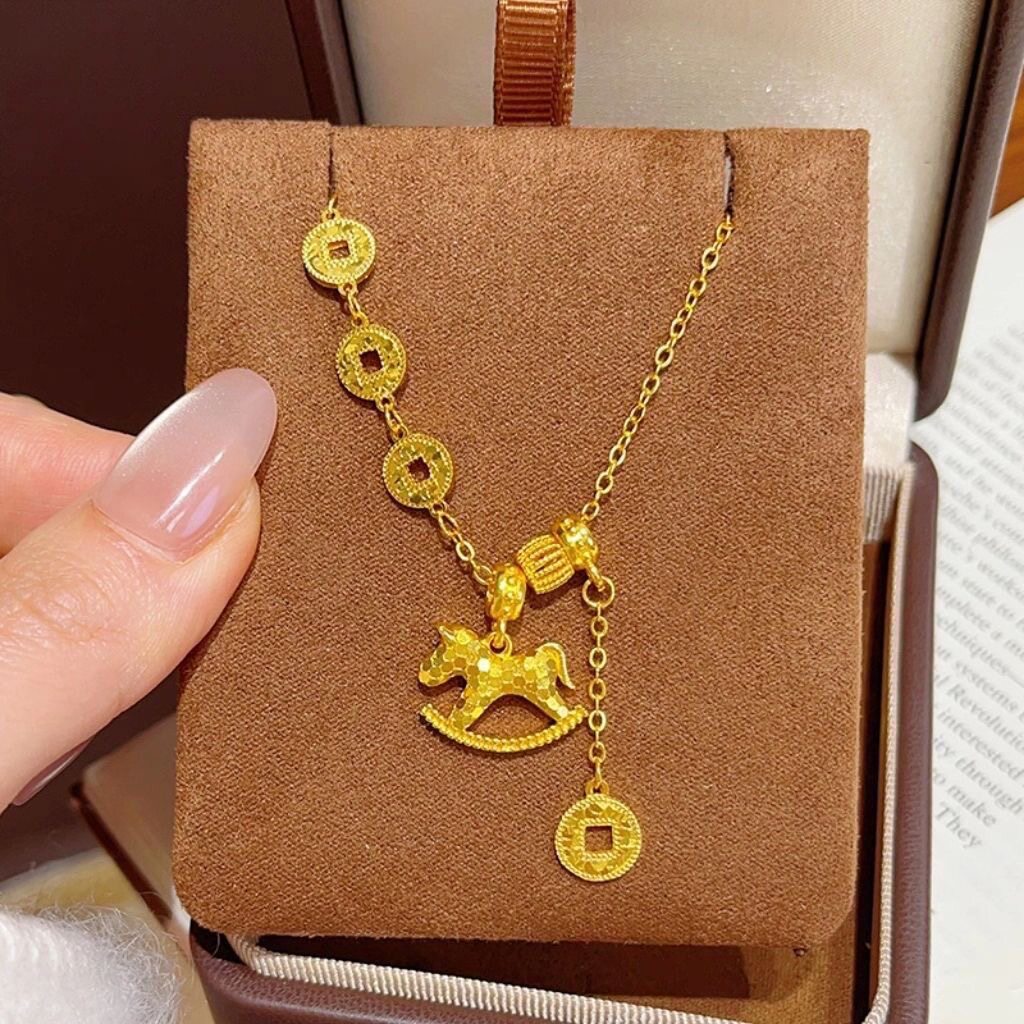 越南沙金摇摇马项链女款2026新款爆款轻奢小众高级感锁骨链送女友