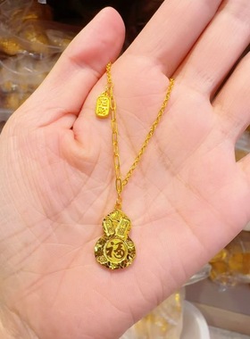 古法沙金葫芦项链女款轻奢小众高级感锁骨链送女友礼物
