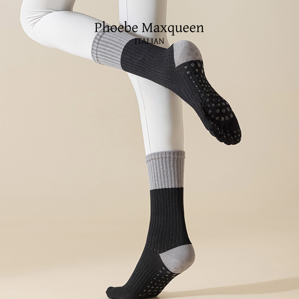 意大利MAXQUEEN五指瑜伽袜子春夏普拉提硅胶中筒长防滑专业