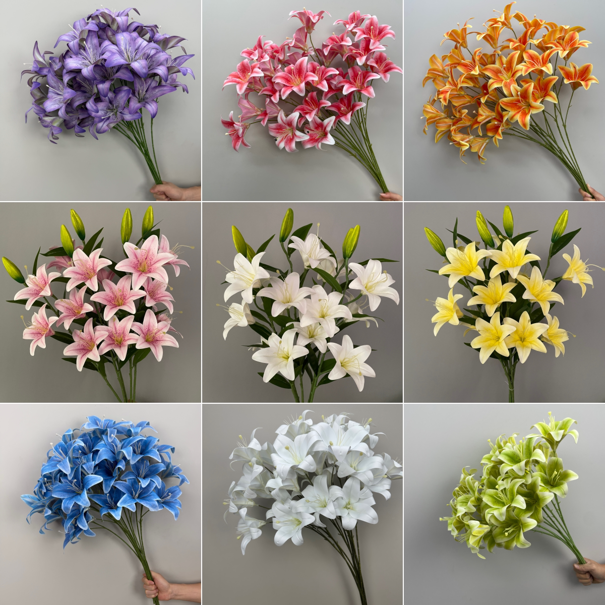 仿真花百合花高级感逼真假花客厅塑料花束婚庆插花室内装饰摆件
