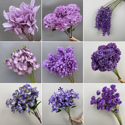 婚庆紫色仿真花牡丹单只吊顶装饰