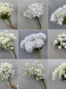 白色系仿真花婚庆绢花装饰花假花摆件花艺花材路引插花拱门花花束