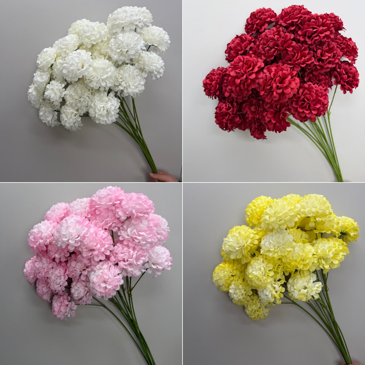 婚庆仿真花喷色3头奶油雪球绣球