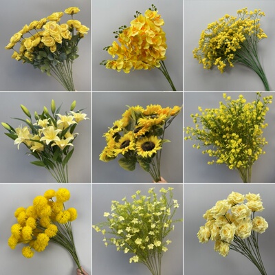 黄色婚礼仿真花绢花花材