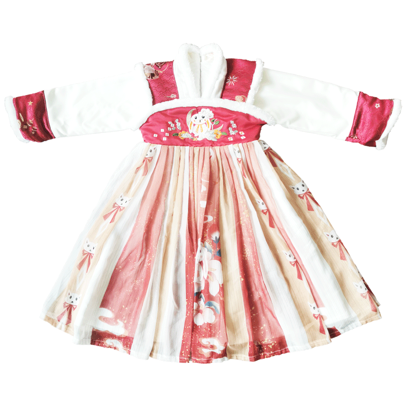 女童汉服秋冬小女孩拜年服超仙古装襦裙儿童唐装连衣裙新年公主裙