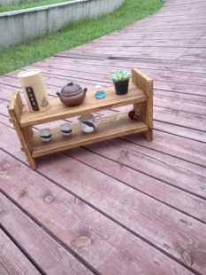 碳烤工艺纯泡桐实木仿古茶杯架茶壶小博古架子收纳柜茶棚茶具架