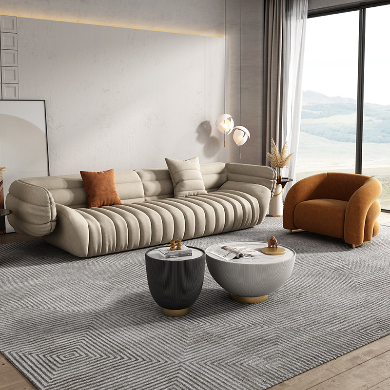 布艺沙发现代轻奢客厅组合网红ins弧形意式极简设计师香蕉船沙发