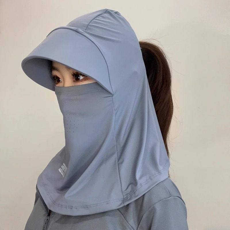 夏季女防紫外线面罩一体防晒帽子