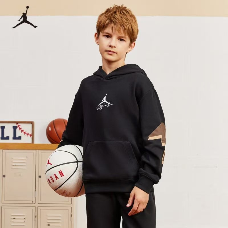 JORDAN儿童装卫衣2025秋冬季新款男童保暖加绒运动上衣JD2332068