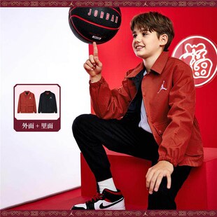 【双面穿】Jordan儿童装男童夹克2026春秋新款薄款外套春装拜年服