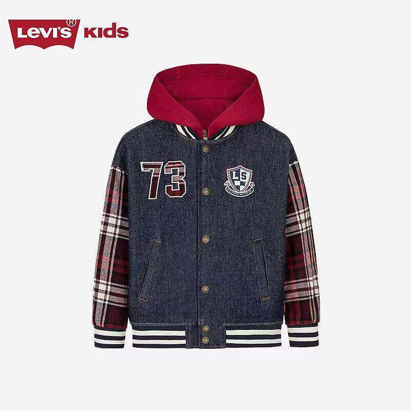 Levi's李维斯童装男童棉服2025新款中大童潮酷拼牛仔外套棉衣保暖