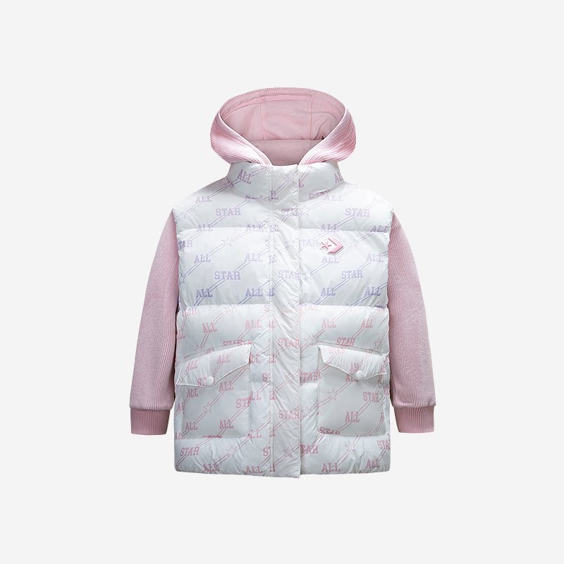 匡威儿童装女童套装夹克棉马甲两件套2025冬季新款大小童冬装外套