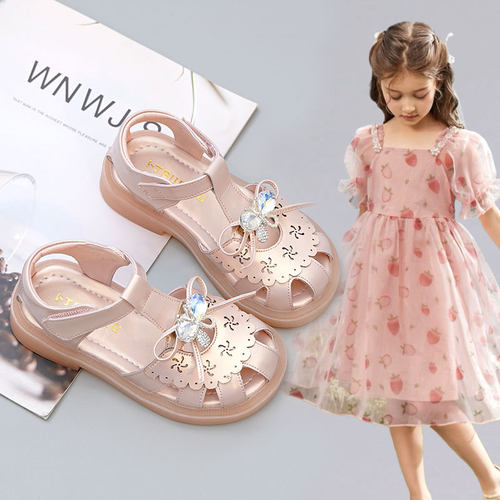 夏季包头公主女童真皮凉鞋