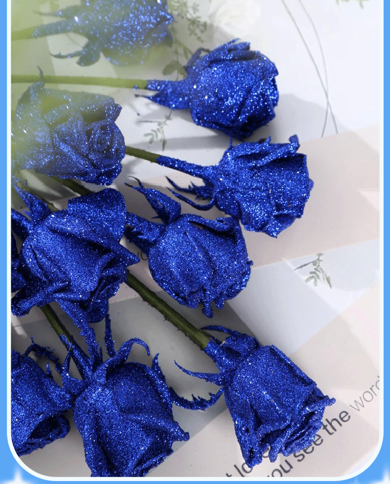 昆明鲜花网红蓝玫瑰七夕节礼物染色蓝色妖姬永生干花家庭插花礼品