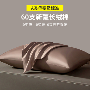 60支长绒棉枕套五星级酒店全棉纯色纯棉单人48x74cm枕头套一对装