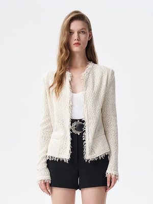 杨紫麦承欢同款IROGirls女装2026春款粗花呢小香风短开衫外套女