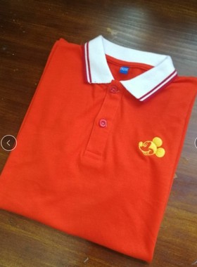 夏季女童男童儿童短袖翻领T恤POLO衫橙色蓝色中大童