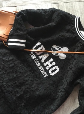 小女孩童装 女童中童黑色蕾丝珠片米奇 加绒 连衣裙亏本清仓