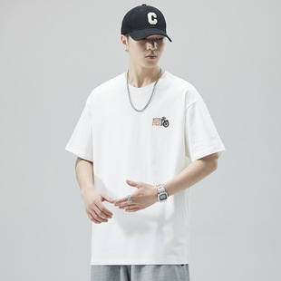 美式 高街潮流新款 ins重磅圆领体恤 棉半袖 夏季 短袖 T恤男宽松大码