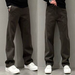 百搭简约垂感水洗复古长裤 秋冬男士 潮流直筒加绒加厚牛仔裤