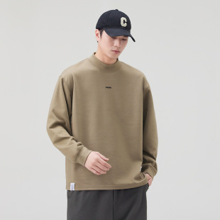 卫衣港风休闲恤衫 打底外穿半高领保暖微落肩长袖 T恤男生春秋冬款