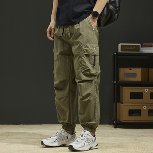 薄款 休闲裤 子男士 速干冰丝工装 潮牌束脚裤 男夏季 宽松大码 子 裤