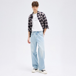 浅色宽松百搭直筒阔腿长裤 2026春夏新款 潮牌美式