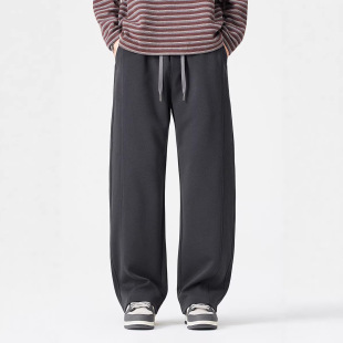 一二线品牌 黑色深灰色中腰现货整单长裤 2026新款 休闲针织直筒卫裤
